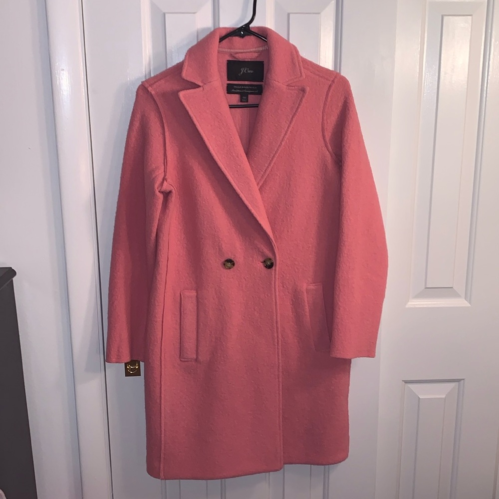 NWOT J. Crew Pink Boiled Wool Coat